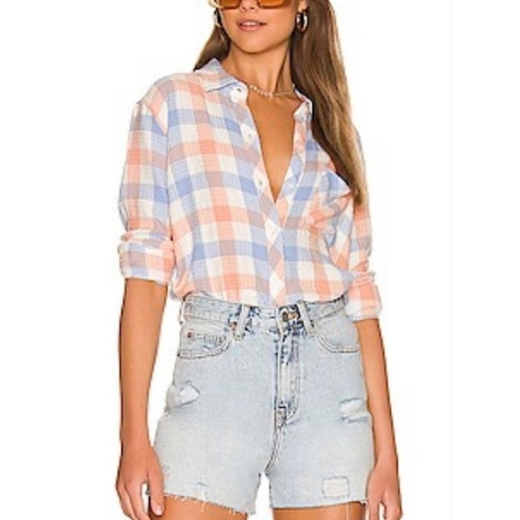 Rails Brady Blue Melon Button Front Long Sleeve Shirt Womens - Picture 7 of 7